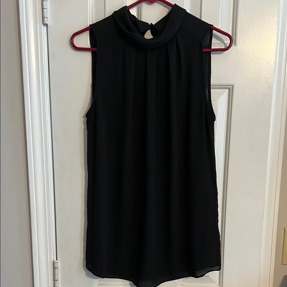 Who What Wear Black Sleeveless Mandarin Collar Blouse